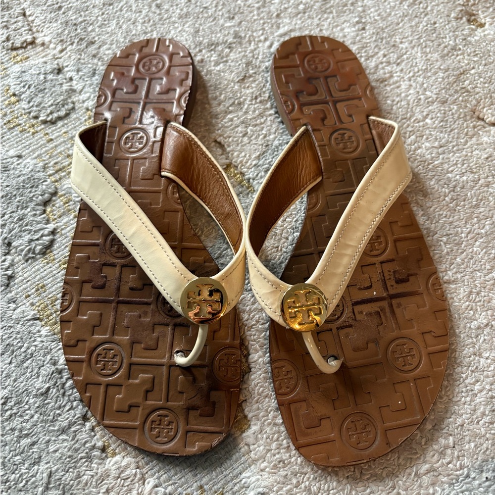 Tory Burch Brown and Cream Sandals